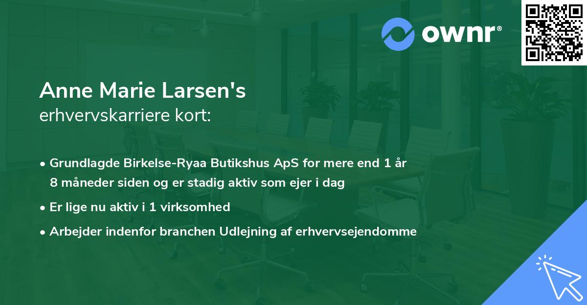 Anne Marie Larsen's erhvervskarriere kort