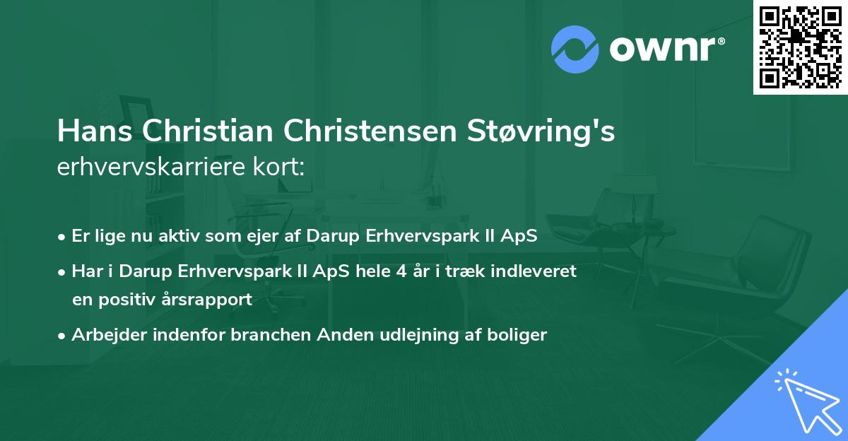 Hans Christian Christensen Støvring's erhvervskarriere kort