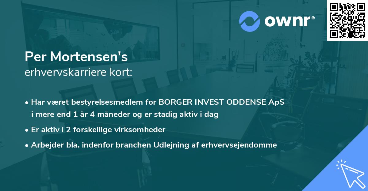 Per Mortensen's erhvervskarriere kort