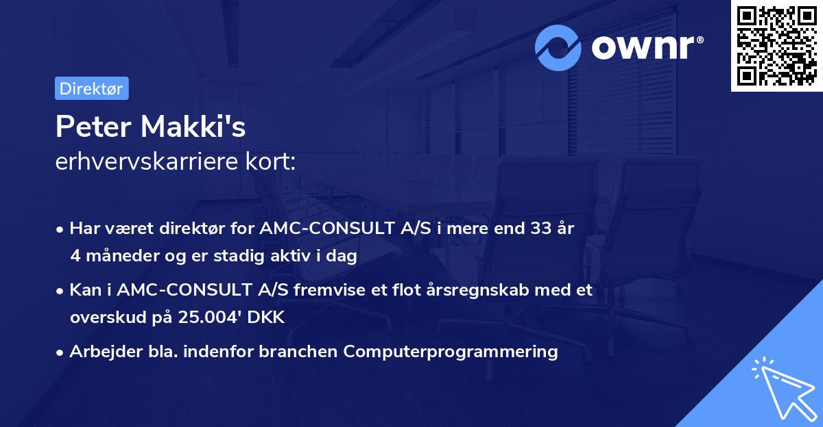 Peter Makki's erhvervskarriere kort