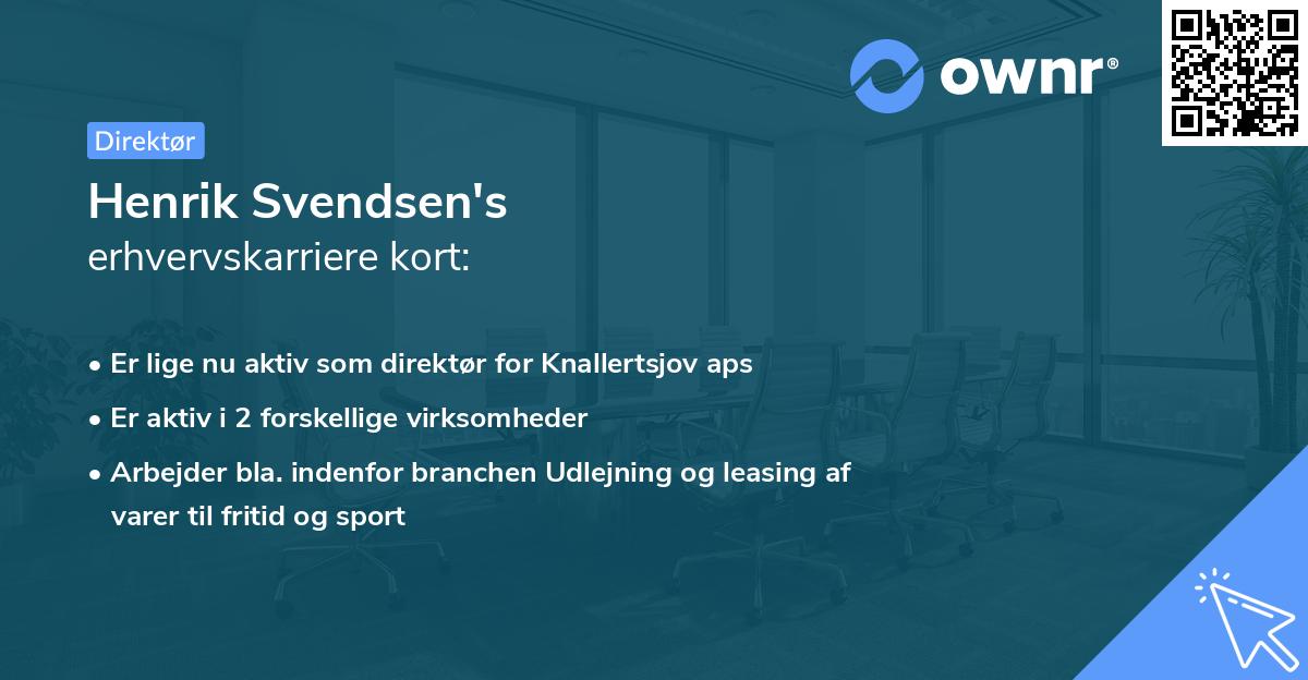 Henrik Svendsen's erhvervskarriere kort