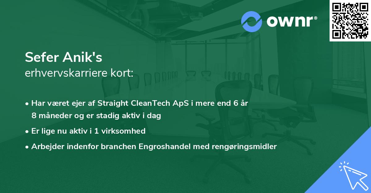 Sefer Anik's erhvervskarriere kort
