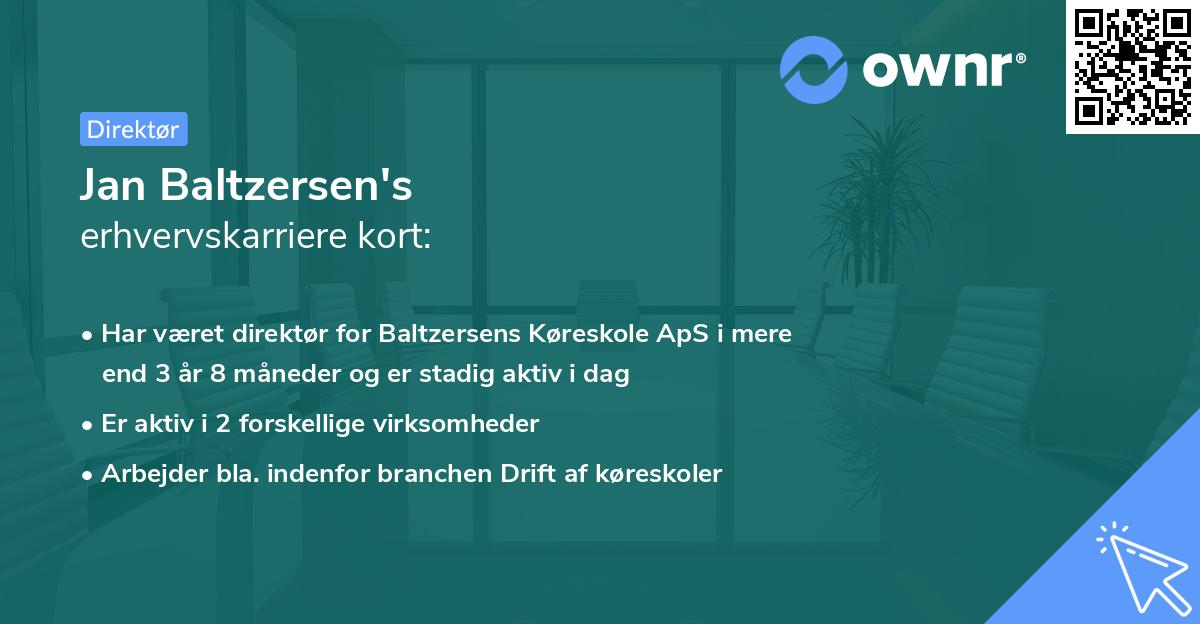 Jan Baltzersen's erhvervskarriere kort