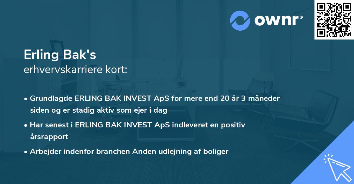 Erling Bak's erhvervskarriere kort