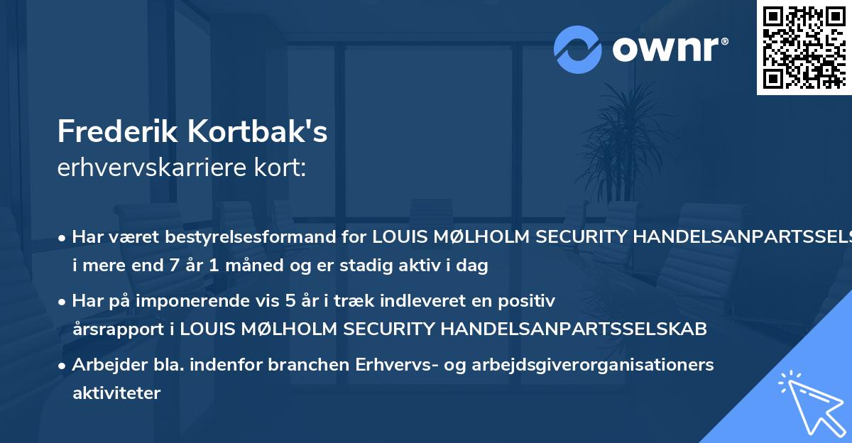 Frederik Kortbak's erhvervskarriere kort