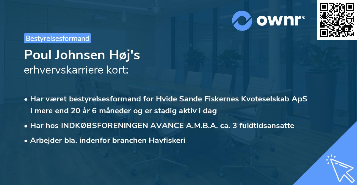 Poul Johnsen Høj's erhvervskarriere kort