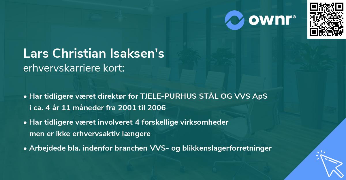 Lars Christian Isaksen's erhvervskarriere kort