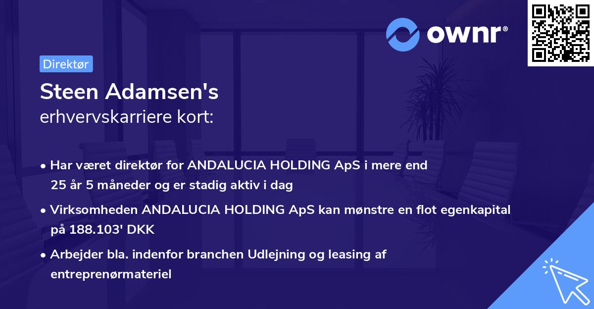 Steen Adamsen's erhvervskarriere kort