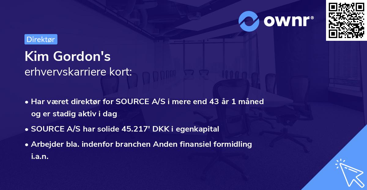 Kim Gordon's erhvervskarriere kort