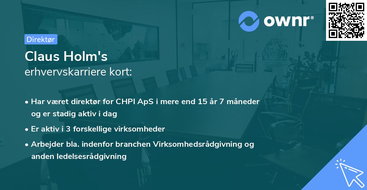 Claus Holm's erhvervskarriere kort