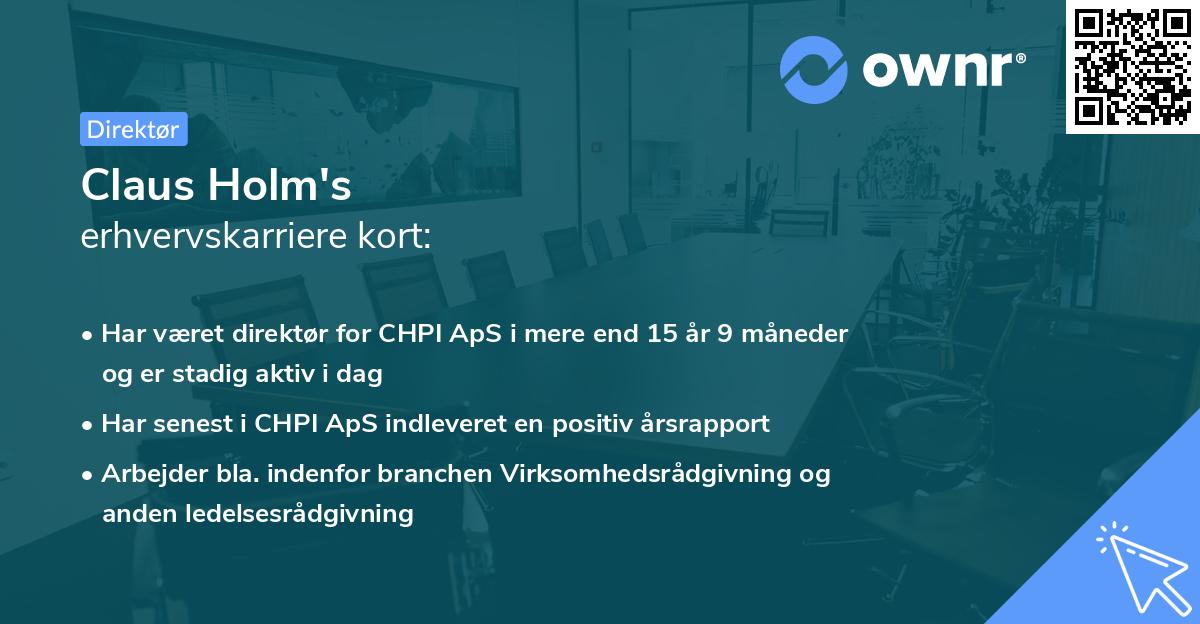 Claus Holm's erhvervskarriere kort