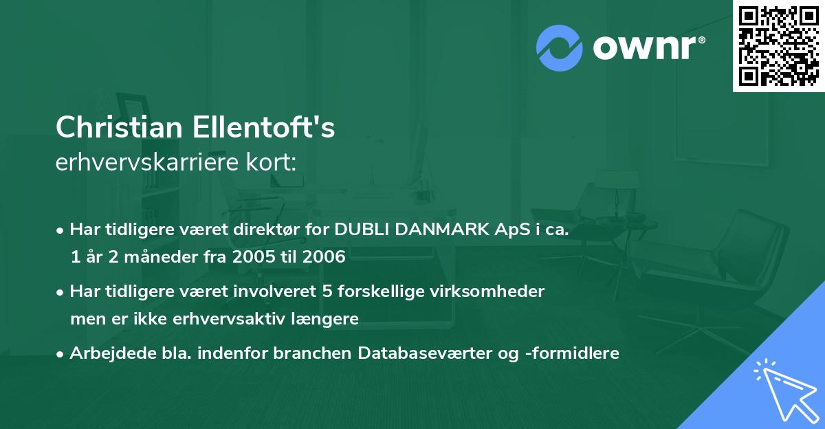 Christian Ellentoft's erhvervskarriere kort