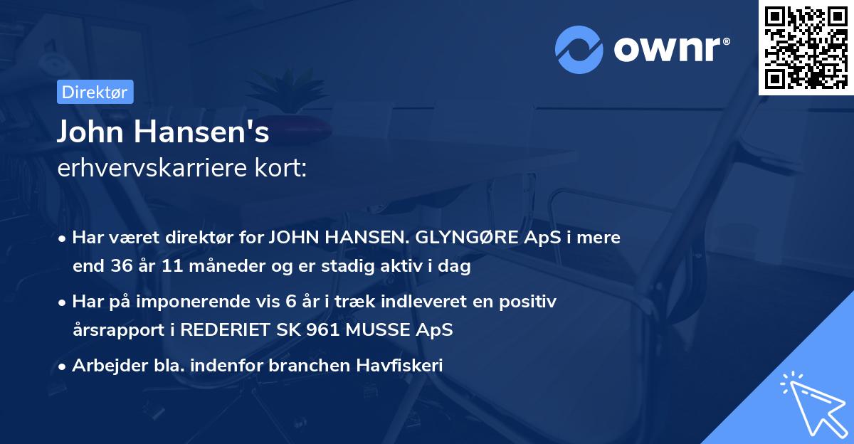 John Hansen's erhvervskarriere kort