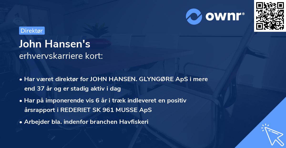 John Hansen's erhvervskarriere kort
