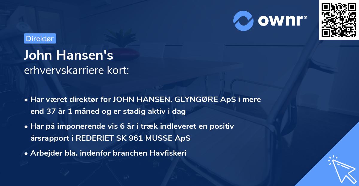 John Hansen's erhvervskarriere kort