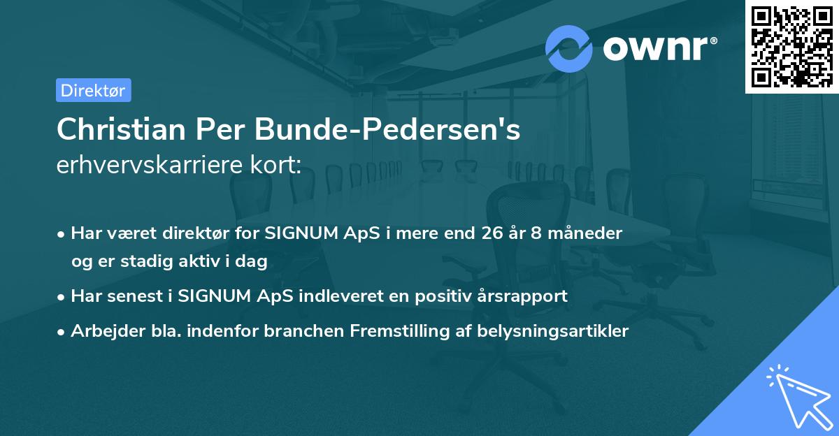 Christian Per Bunde-Pedersen's erhvervskarriere kort