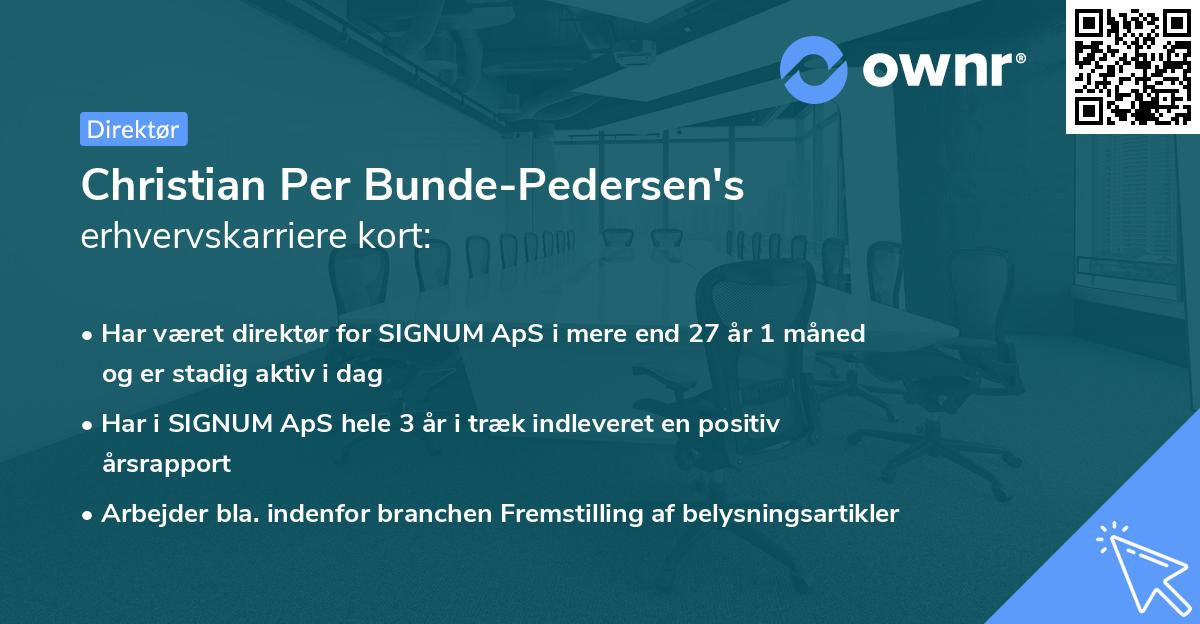 Christian Per Bunde-Pedersen's erhvervskarriere kort