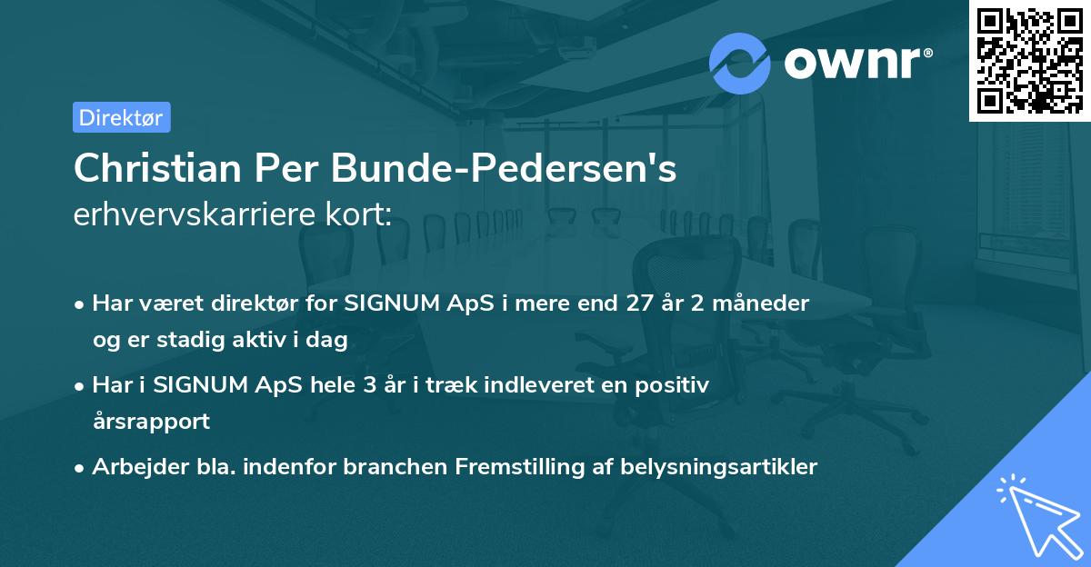Christian Per Bunde-Pedersen's erhvervskarriere kort