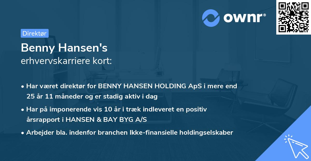 Benny Hansen's erhvervskarriere kort