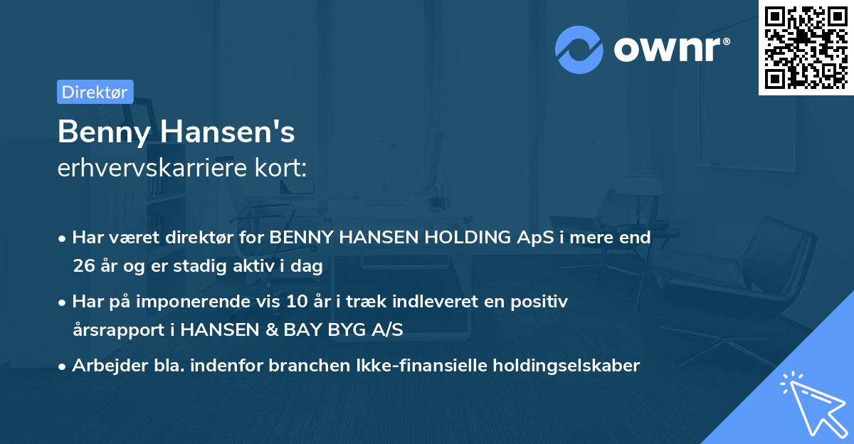 Benny Hansen's erhvervskarriere kort