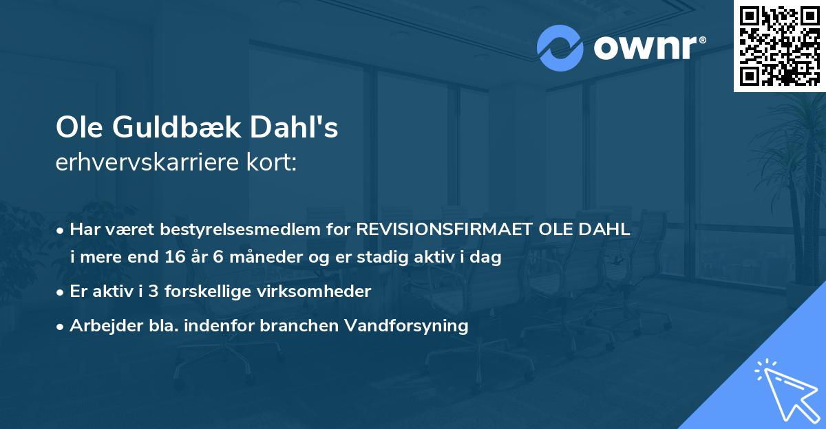 Ole Guldbæk Dahl's erhvervskarriere kort