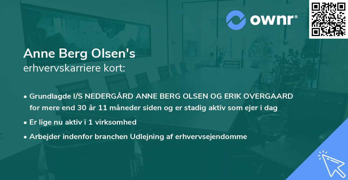 Anne Berg Olsen's erhvervskarriere kort