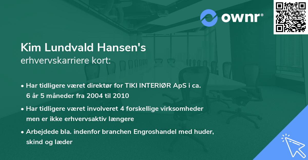 Kim Lundvald Hansen's erhvervskarriere kort
