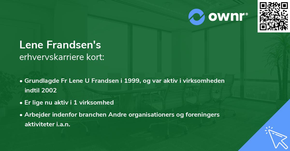 Lene Frandsen's erhvervskarriere kort