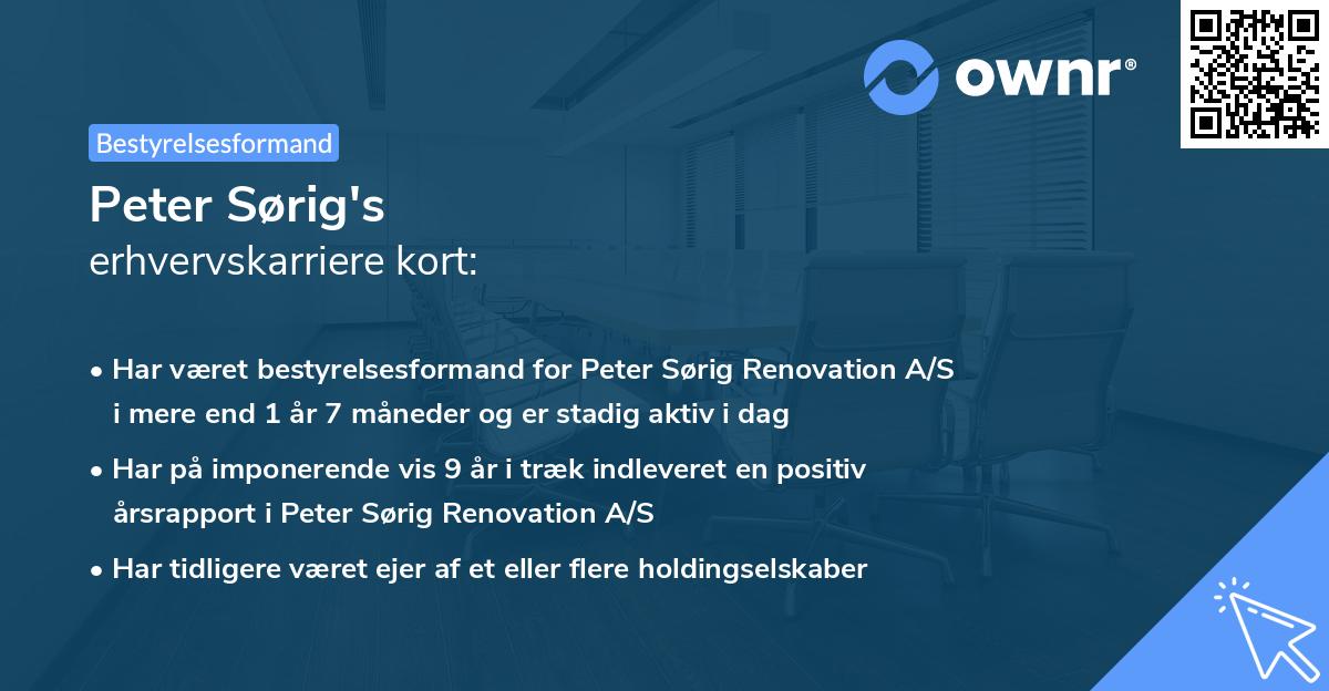 Peter Sørig's erhvervskarriere kort