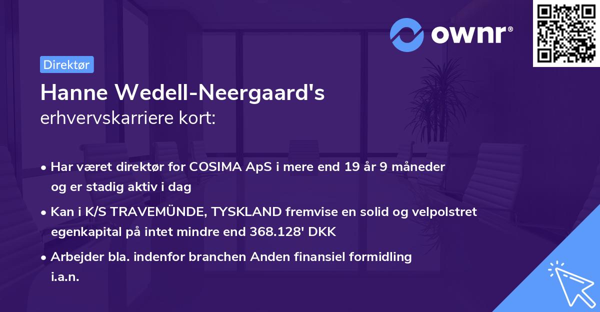 Hanne Wedell-Neergaard's erhvervskarriere kort