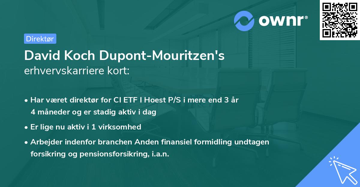 David Koch Dupont-Mouritzen's erhvervskarriere kort