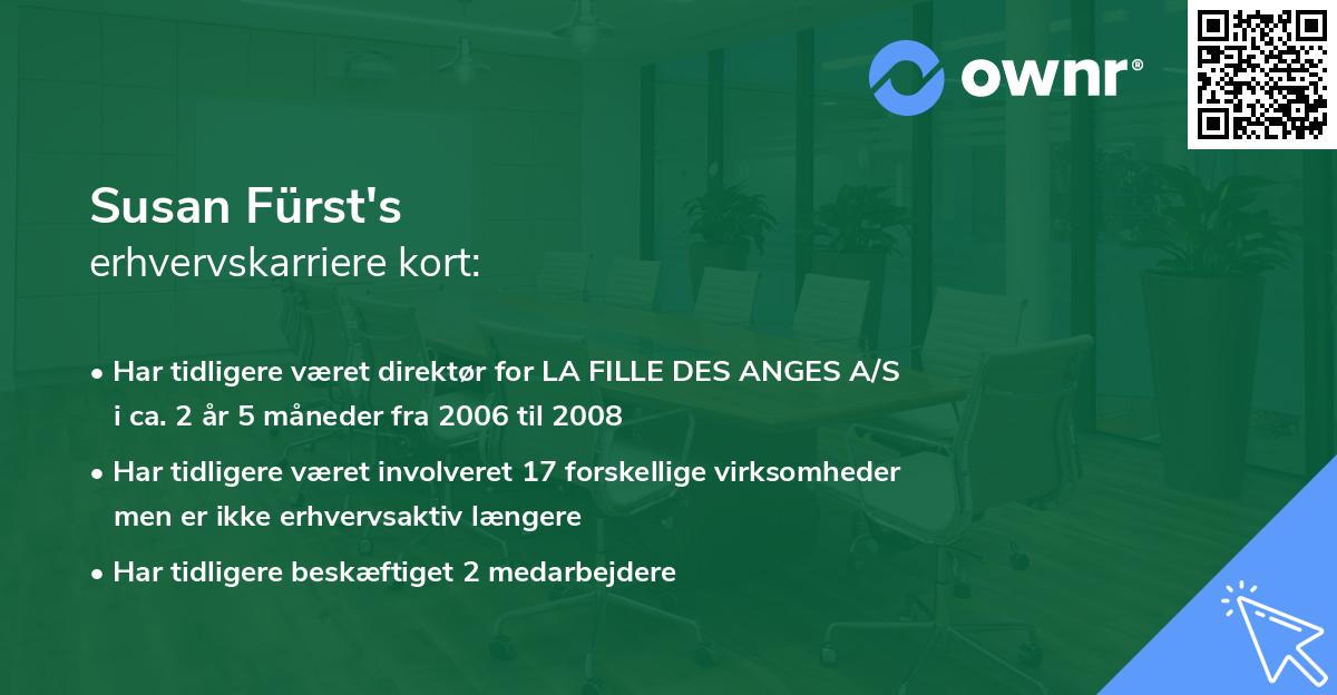Susan Fürst's erhvervskarriere kort