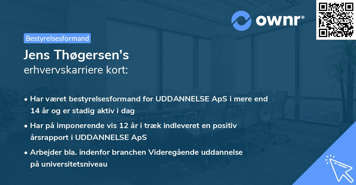 Jens Thøgersen's erhvervskarriere kort