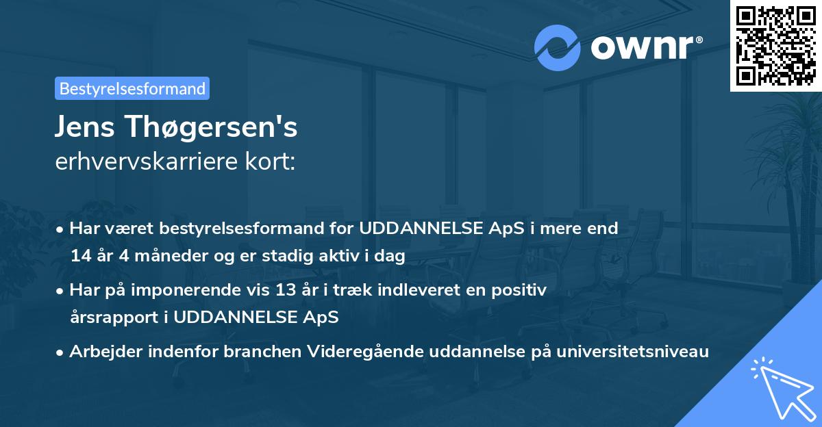Jens Thøgersen's erhvervskarriere kort