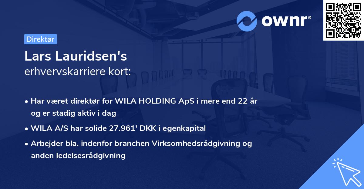 Lars Lauridsen's erhvervskarriere kort