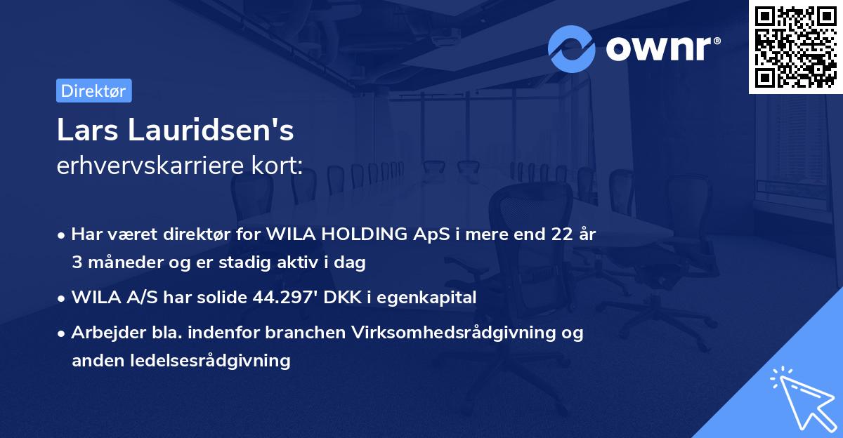 Lars Lauridsen's erhvervskarriere kort