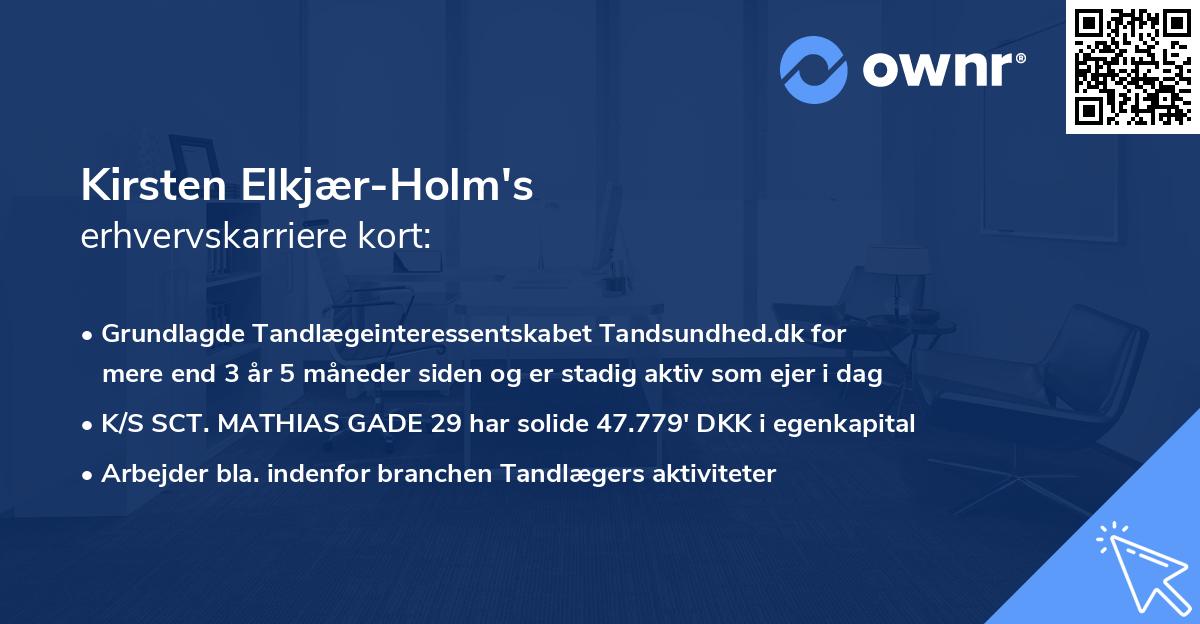 Kirsten Elkjær-Holm's erhvervskarriere kort