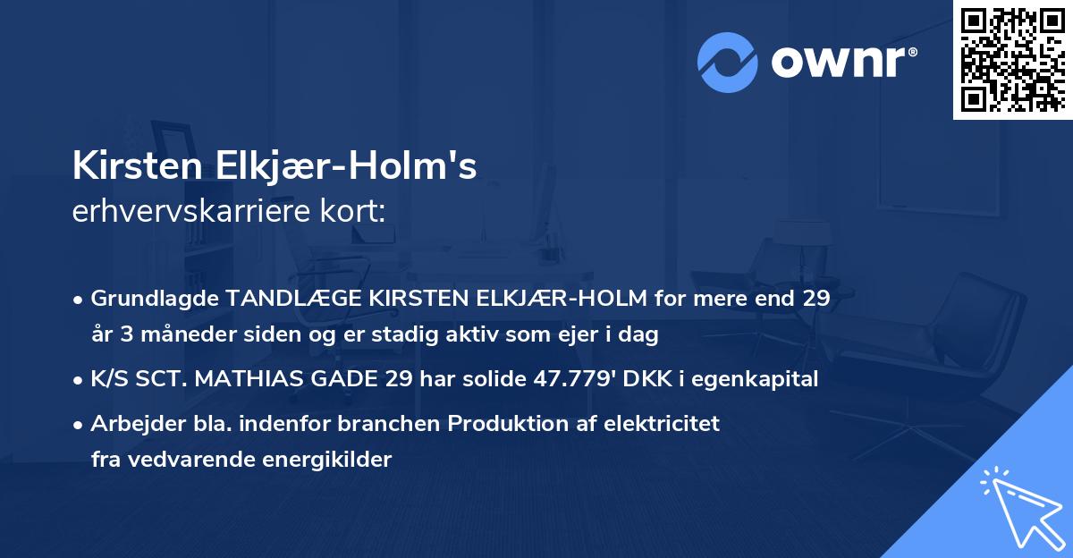 Kirsten Elkjær-Holm's erhvervskarriere kort