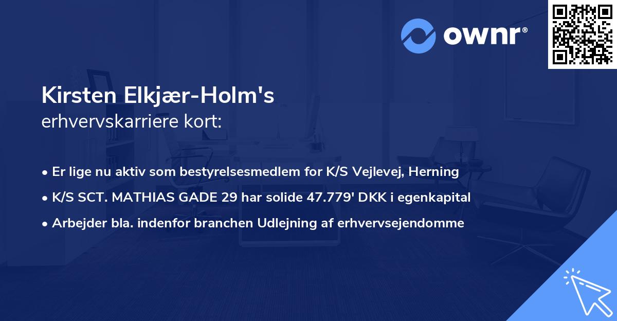 Kirsten Elkjær-Holm's erhvervskarriere kort