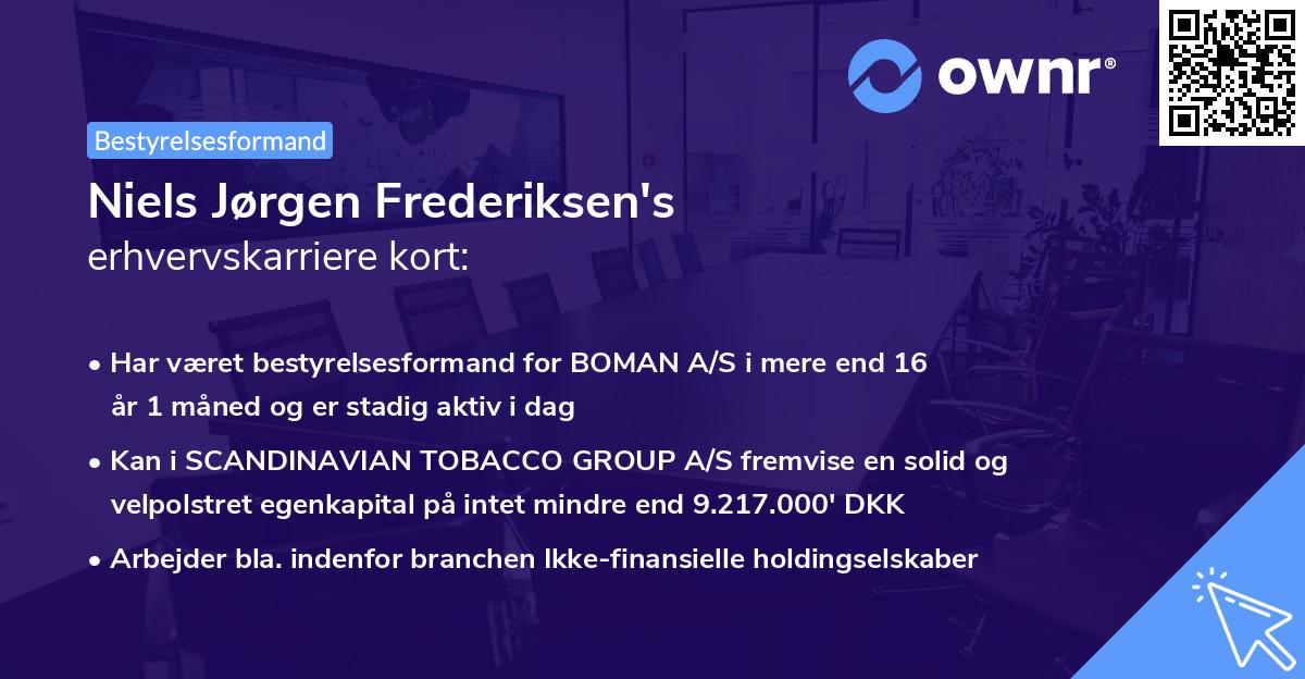 Niels Jørgen Frederiksen's erhvervskarriere kort