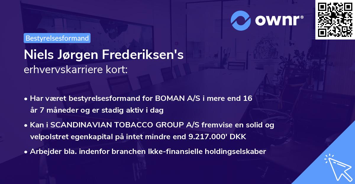 Niels Jørgen Frederiksen's erhvervskarriere kort