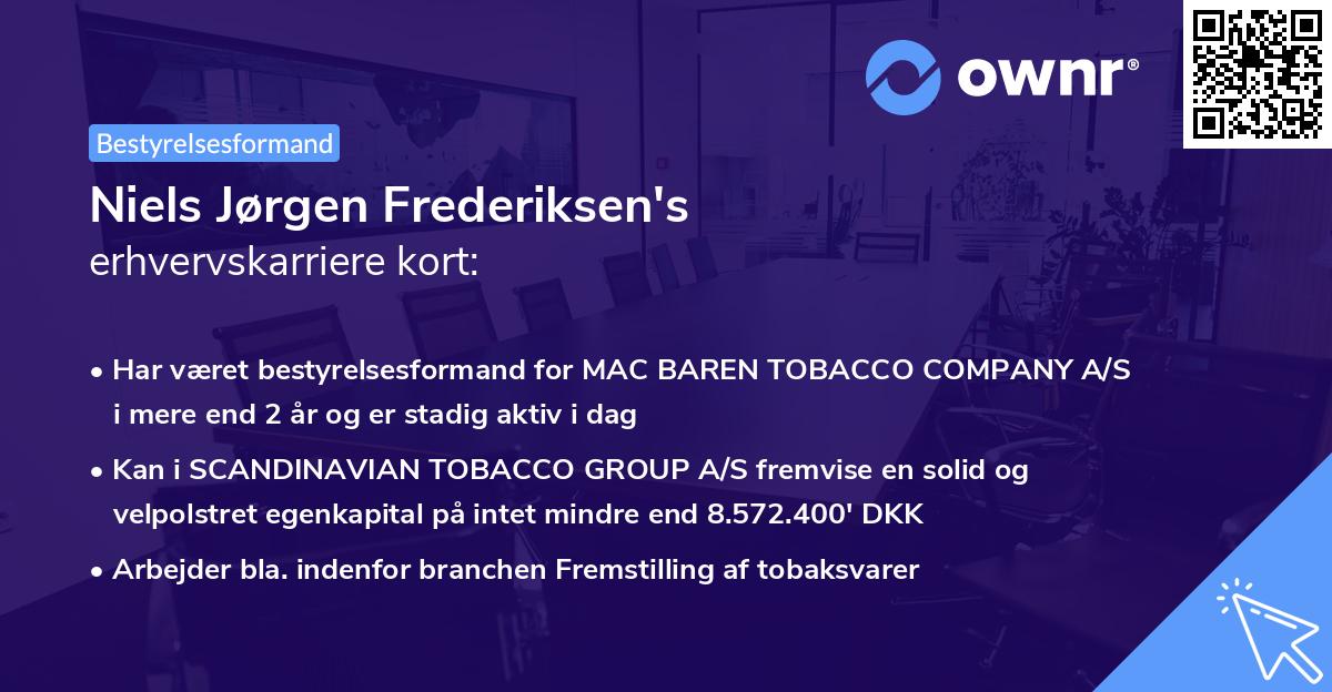 Niels Jørgen Frederiksen's erhvervskarriere kort