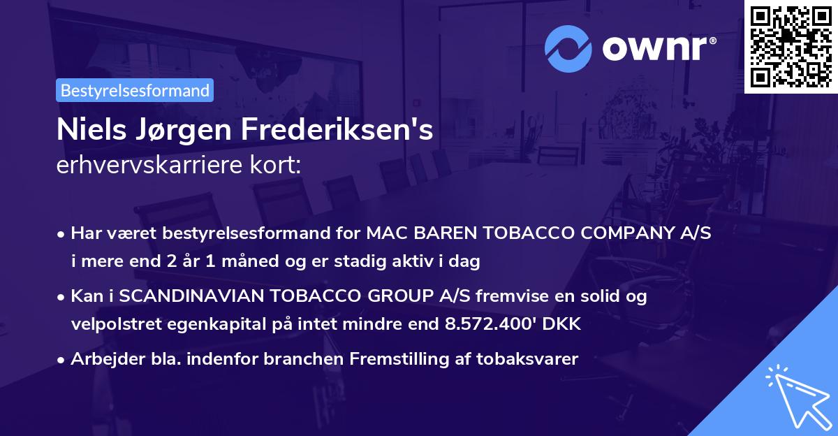 Niels Jørgen Frederiksen's erhvervskarriere kort