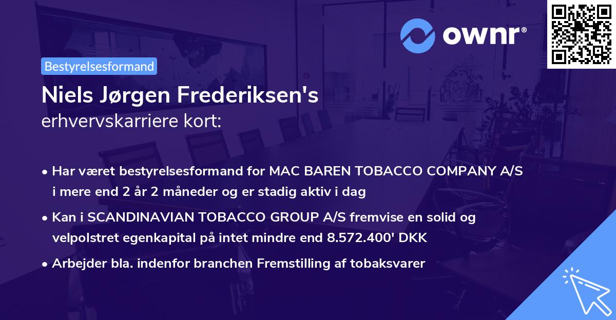 Niels Jørgen Frederiksen's erhvervskarriere kort