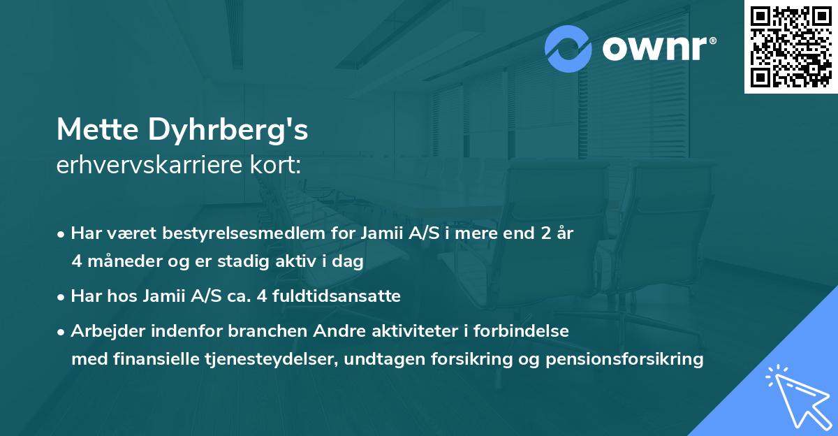 Mette Dyhrberg's erhvervskarriere kort