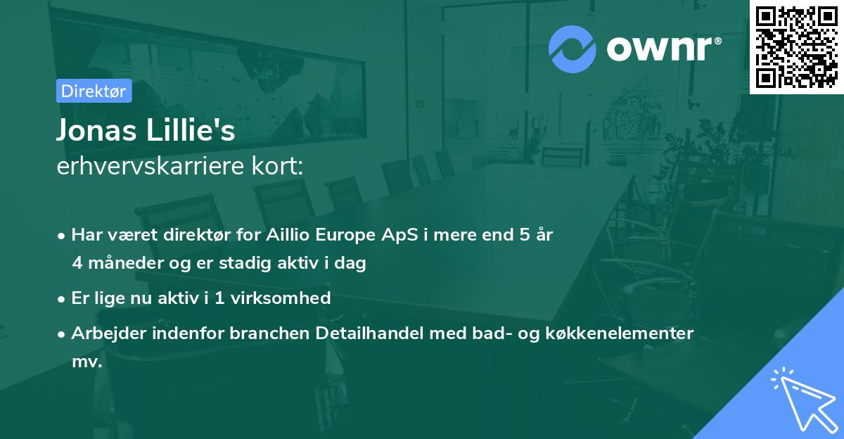 Jonas Lillie's erhvervskarriere kort