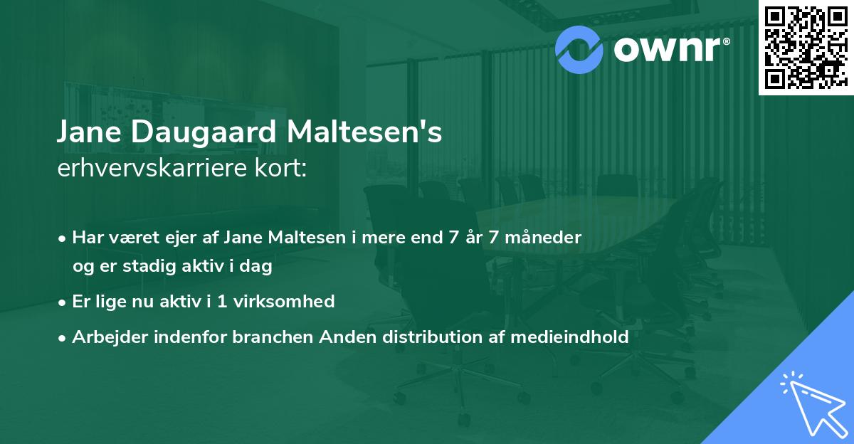 Jane Daugaard Maltesen's erhvervskarriere kort