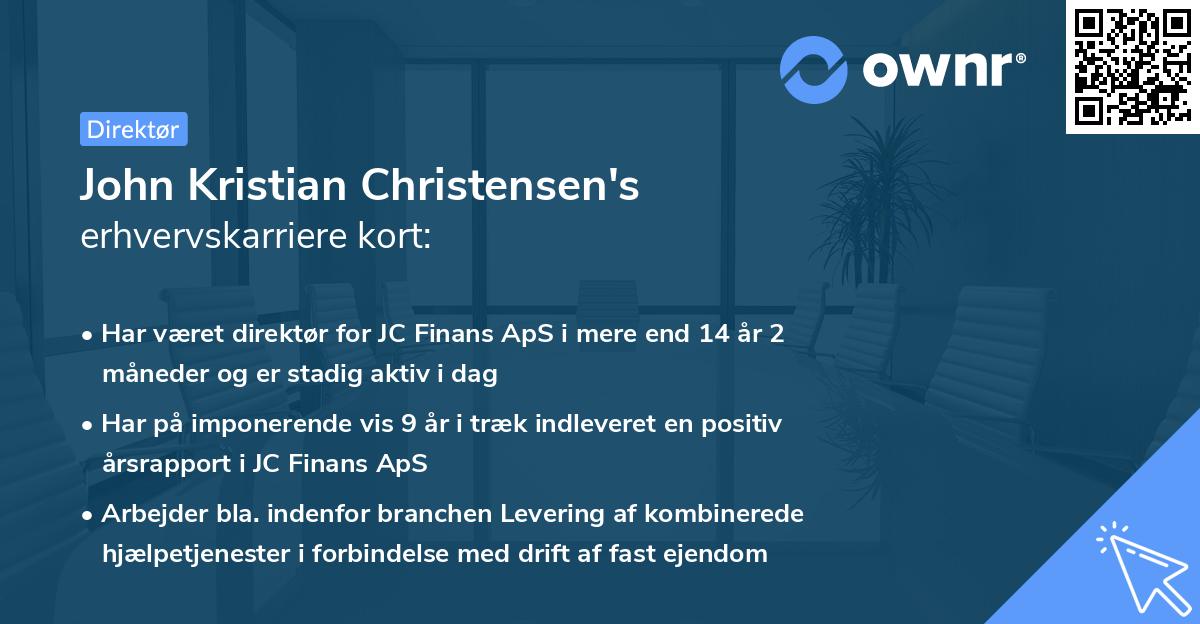 John Kristian Christensen's erhvervskarriere kort