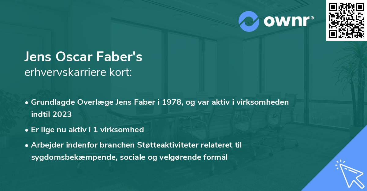 Jens Oscar Faber's erhvervskarriere kort