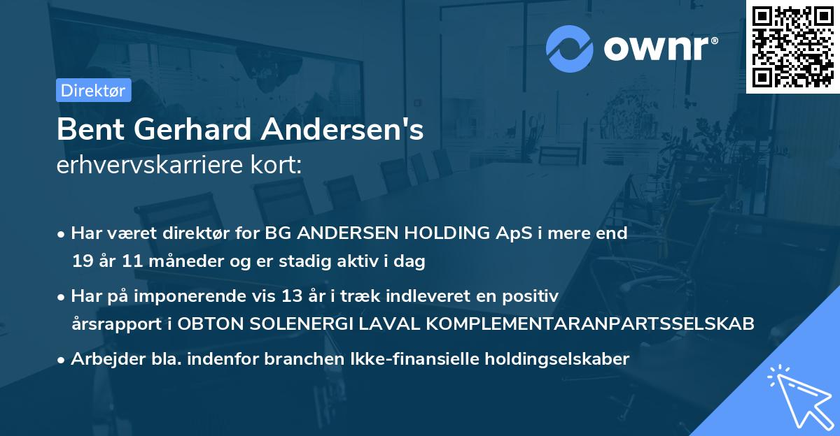 Bent Gerhard Andersen's erhvervskarriere kort